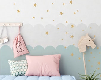 130 x Stars Wall Decals, Mixed size sars, Gold stars wall stickers, stars wallpaper