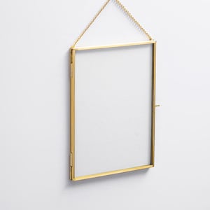 5x7 inch Photo Picture Floating Frame | Brass & Gold | Glass