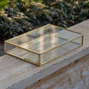 Glazen vitrine voor foto's, messing, zwart, goud, kaarten, gepersonaliseerde sieraden, bruidsboeket, aandenken, organizer, kerstcadeau