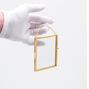 4x3&quot; Floating Glass Frame Brass Gold Wall Hanging Photo Picture Double Bilderrahmen Vertical Pretty Perfect For Pressed Flower Arrangement