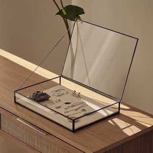 Elegante Schmuckschatulle - Einzigartige handgefertigte schwarze Messingvitrine - minimalistischer Schmuckorganisator oder Box für Geschenk