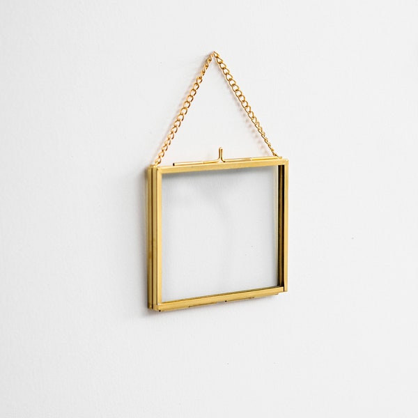 4x3" Floating Glass Frame Brass Gold Wall Hanging Photo Picture Double Bilderrahmen Horizontal Pretty Perfect For Pressed Flower Arrangement