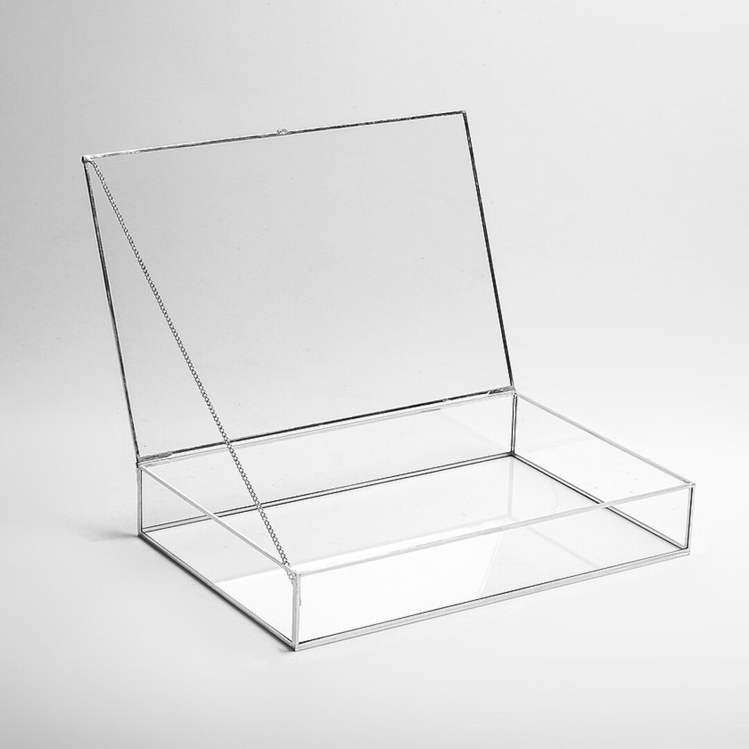 12x8x2.5 Display Case Glass Photo Box Silver Card Etsy