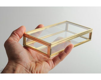 Ring Jewelry Accessories Box Glass Brass Gold Handmade 6x3x2" Christmas Gift