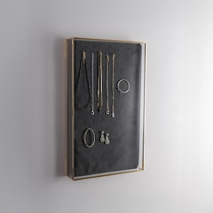 Espositore per gioielli / da parete / scatola di vetro / ottone / oro / 12x20x2 pollici