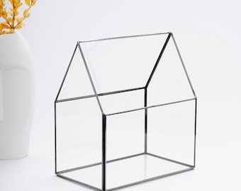 9x8x5" Black Terrarium Containers Geometric Glass Large For Plants Door Garden Succulents Wedding Decor Christmas Gift El Crea Designs