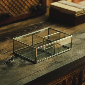 Caja organizadora de joyas, relojes, accesorios, maquillaje, cristal plateado, recuerdo de boda, tarjeta geométrica, recepción, 12 x 8 x 3 pulgadas, regalo de Navidad