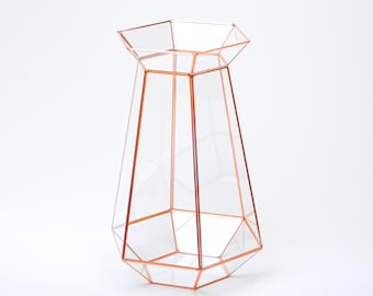 Vase Terrarium Geometric Wedding Containers Copper Rose Glass 14x10x10"