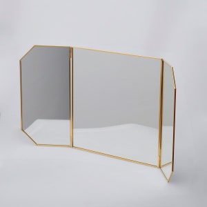 24x12 Vanity Makeup Mirror Brass Desktop Tabletop Desk Gold Decorative Scandinavian Portable Bedroom Bohemian Modern Decor Christmas Gift image 3