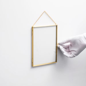 8x6” Floating Glass Frame Brass Gold Wall Hanging Photo Picture Double Bilderrahmen Vertical Pretty Perfect For Pressed Flower Arrangement