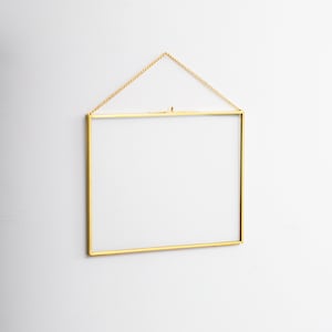 10x8&quot; Floating Glass Frame Brass Gold Wall Hanging Photo Picture Double Bilderrahmen Horizontal Perfect For Pressed Flower Arrangement