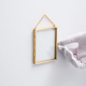 4x3&quot; Floating Glass Frame Brass Gold Wall Hanging Photo Picture Double Bilderrahmen Vertical Pretty Perfect For Pressed Flower Arrangement