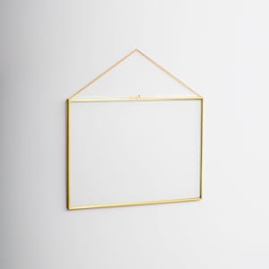 14x10” Floating Glass Frame Brass Gold Wall Hanging Photo Picture Double Bilderrahmen Horizontal Perfect For Pressed Flower Arrangement