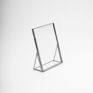 8x6&quot; Floating Glass Frame Silver Desktop Photo Picture Double Tabletop Bilderrahmen Vertical Pretty Perfect For Pressed Flower Arrangement