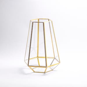 Vase Terrarium Geometric Wedding Containers Brass Gold Glass 13x10x10&quot;