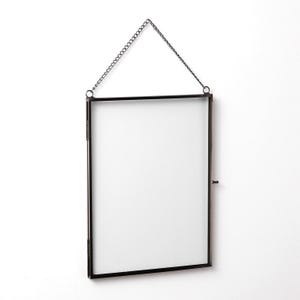 8x6" Floating Glass Frame Anthracite Black Wall Hanging Photo Picture Double Bilderrahmen Vertical Perfect For Pressed Flower Arrangement