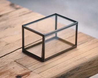 Bague bijoux accessoires boîte verre noir 6 x 4 x 3 po. cadeau de noël