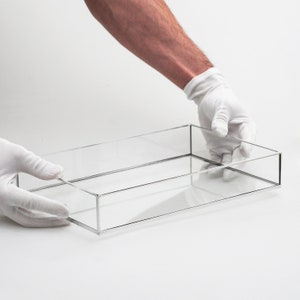 12x8x2” Wedding Tray Makeup Organizer Glass Silver