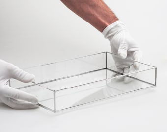 12x8x2” Wedding Tray Makeup Organizer Glass Silver