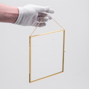 8x8” Floating Glass Frame Brass Gold Wall Hanging Photo Picture Double Bilderrahmen Vertical Pretty Perfect For Pressed Flower Arrangement