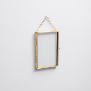 5x3” Floating Glass Frame Brass Gold Wall Hanging Photo Picture Double Bilderrahmen Vertical Pretty Perfect For Pressed Flower Arrangement