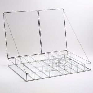 Caja organizadora de joyas, relojes, accesorios, maquillaje, cristal plateado, recuerdo de boda, tarjeta geométrica, recepción, 18 x 12 x 2 pulgadas