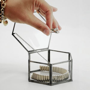 Ring Sieraden Accessoires Doos Glas Zwart 5x4x2" Kerstcadeau