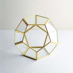 8.5x8.5x7&quot; Brass Gold Terrarium Containers Geometric Glass Large Plants Door Garden Succulents Wedding Decor Christmas Gift El Crea Designs