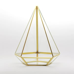 10x8x8&quot; Brass Gold Terrarium Containers Geometric Glass Large For Plants Door Garden Succulents Wedding Decor Christmas Gift El Crea Designs