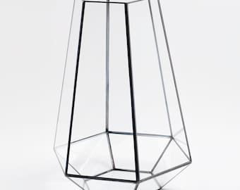 Vase Terrarium Geometric Wedding Containers Black Glass 13x10x10"