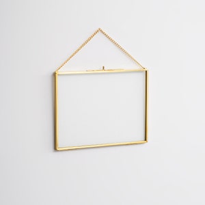 8x6&quot; Floating Glass Frame Brass Gold Wall Hanging Photo Picture Double Bilderrahmen Horizontal Pretty Perfect For Pressed Flower Arrangement