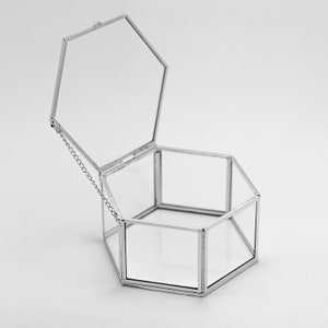 Anello Gioielli Accessori Scatola Vetro Argento 5x4x2" Regalo di Natale