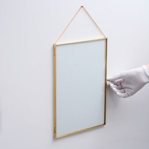 14x10&quot; Floating Glass Frame Brass Gold Wall Hanging Photo Picture Double Bilderrahmen Vertical Pretty Perfect For Pressed Flower Arrangement