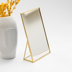 10x6&quot; Makeup Mirror Desktop Brass Vanity Gold Tabletop