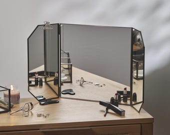 24x12&quot; Vanity Makeup Mirror Anthracite Black Desktop Tabletop Decorative Scandinavian Portable Bedroom Bohemian Modern Decor Christmas Gift