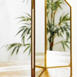 24x12 Vanity Makeup Mirror Brass Desktop Tabletop Desk Gold Decorative Scandinavian Portable Bedroom Bohemian Modern Decor Christmas Gift image 5