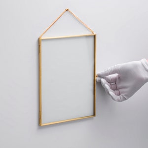 10x8” Floating Glass Frame Brass Gold Wall Hanging Photo Picture Double Bilderrahmen Vertical Pretty Perfect For Pressed Flower Arrangement