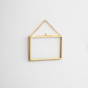 5x3&quot;Floating Glass Rahmen Messing Gold Wandbehang Foto Bild Doppel Bilderrahmen Horizontale ziemlich perfekt Für gepresste Blumen Arrangement