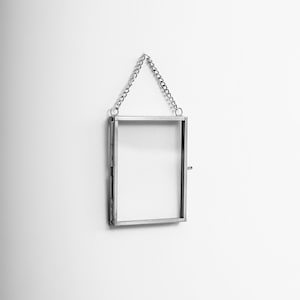 4x3&quot; Floating Glass Frame Silver Wall Hanging Photo Picture Double Bilderrahmen Vertical Pretty Perfect For Pressed Flower Arrangement