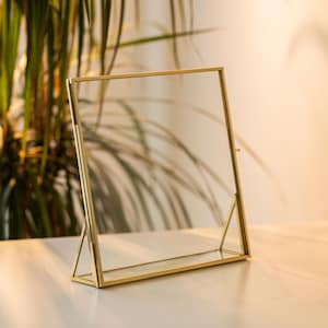 Floating Glass Frame Brass Desktop Photo Picture Double Tabletop Bilderrahmen Horizontal Vertical Pretty Perfect Pressed Flower Arrangement