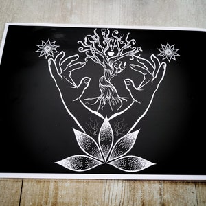Poster A4 arbre de vie pouvoirs magiques mystique inspiration ésotérique magie blanche