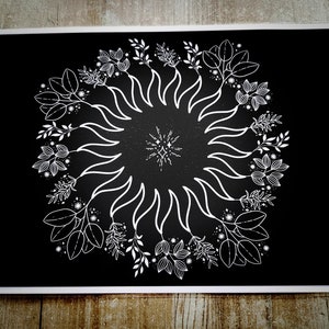 Poster A4 énergie du soleil et de la nature pouvoirs magiques mystique inspiration ésotérique magie blanche