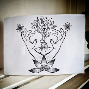 Poster A4 arbre de vie pouvoirs magiques mystique inspiration ésotérique magie blanche