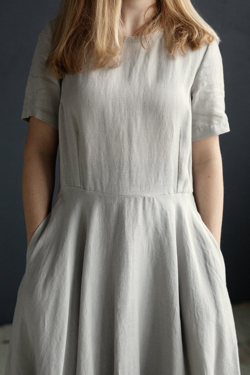 Light Gray Linen Dress Classic Linen Dress Simple Gray - Etsy