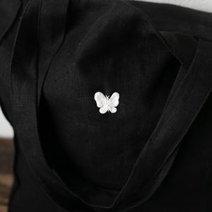 Sac en lin carré noir, cabas de courses, sac à main brodé, sac à bandoulière à monogramme, initiales brodées, grand sac de plage réutilisable