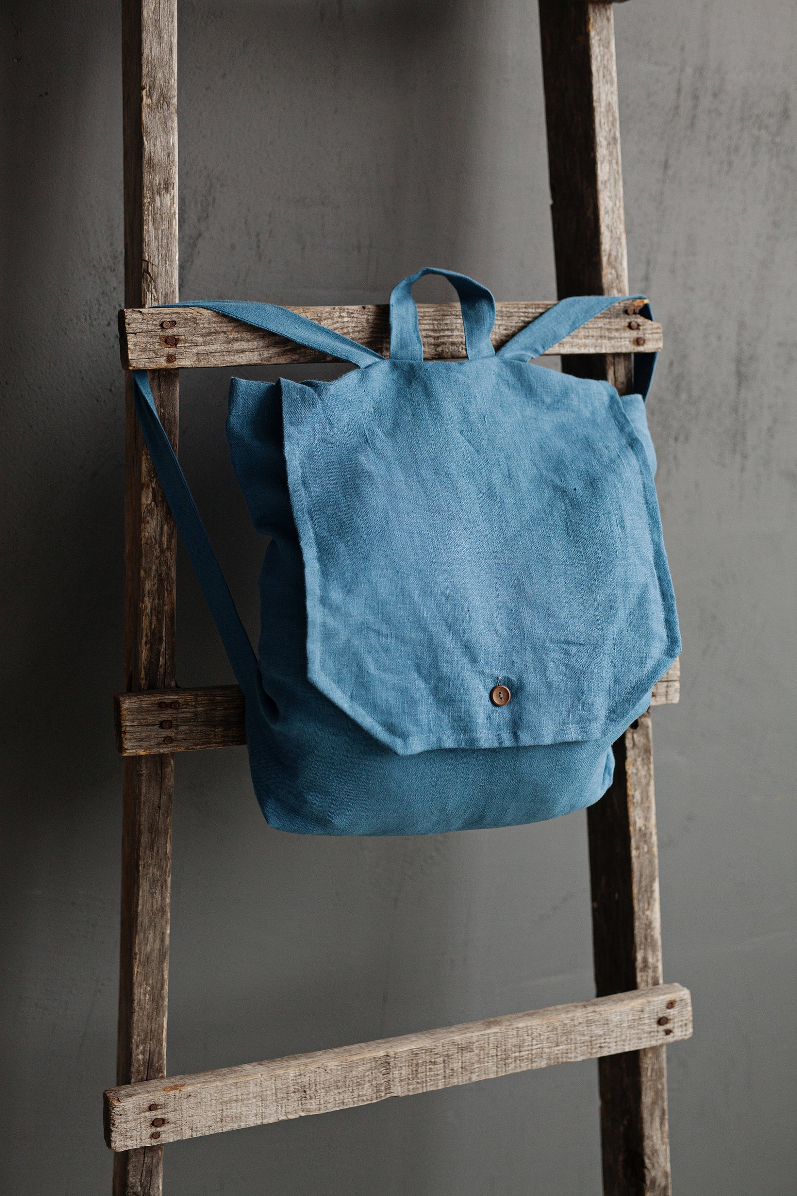 Blue Backpack Linen Backpack Backpack for Women Linen Etsy