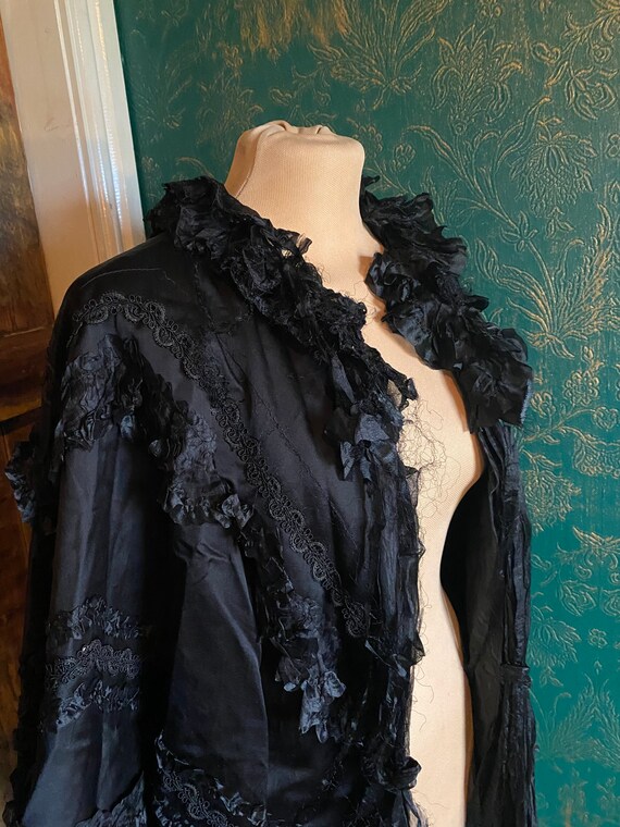 Antique Victorian/Edwardian black silk cape