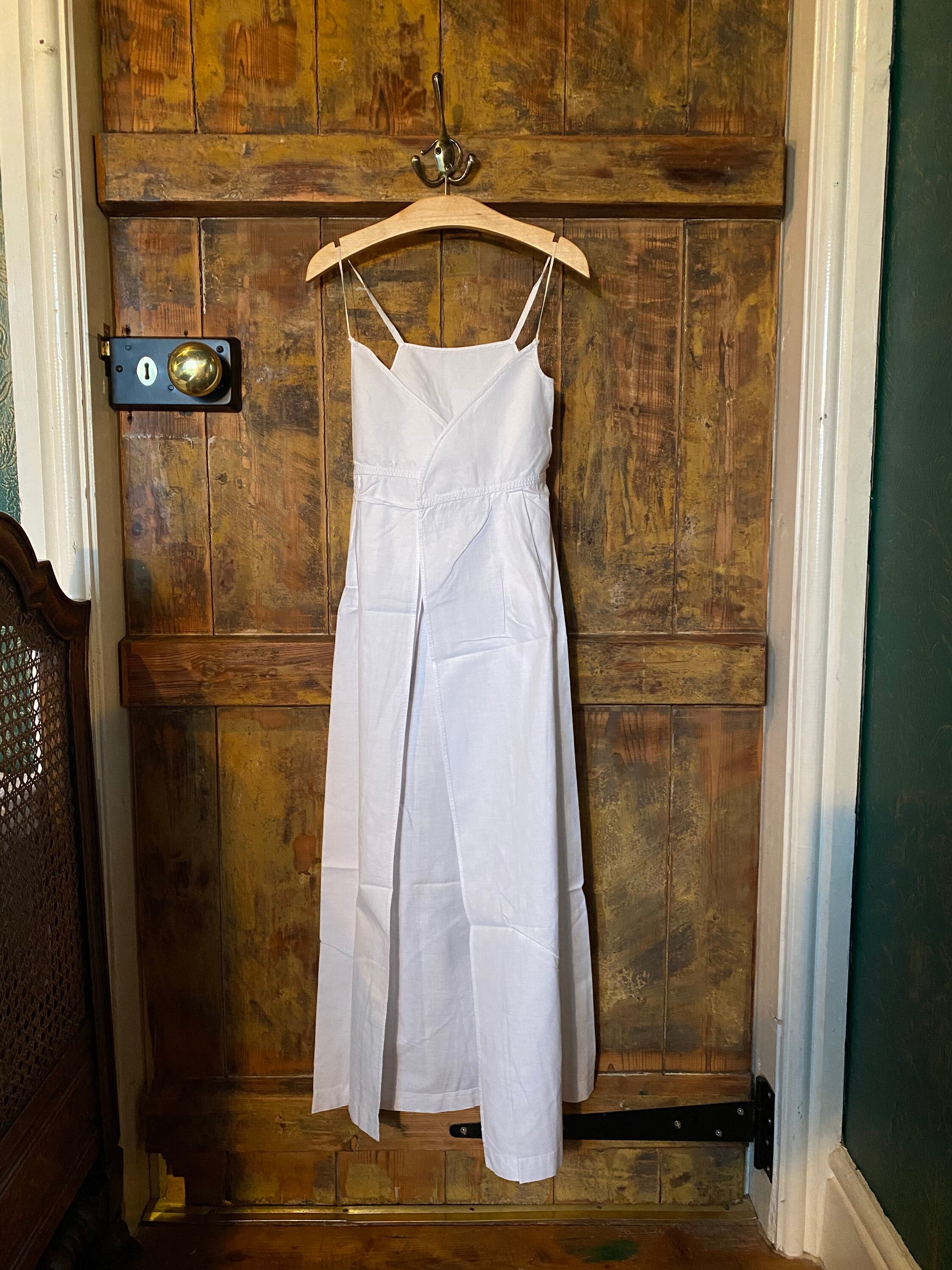 Vintage Victorian/ Edwardian white cotton Pinafore Dress Etsy