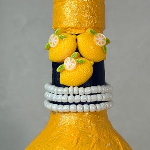 Decoupage Wine Bottle: Amalfi Coast Italian Art, Limoncello, Positano, Sorrento, Aperitivo Spritz, Island of Capri Home Decor, Vase image 5