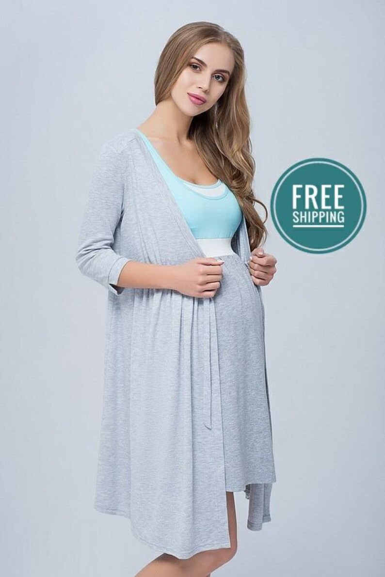 Sinty Set hospital robe & nightie for nursing Breastfeeding Etsy